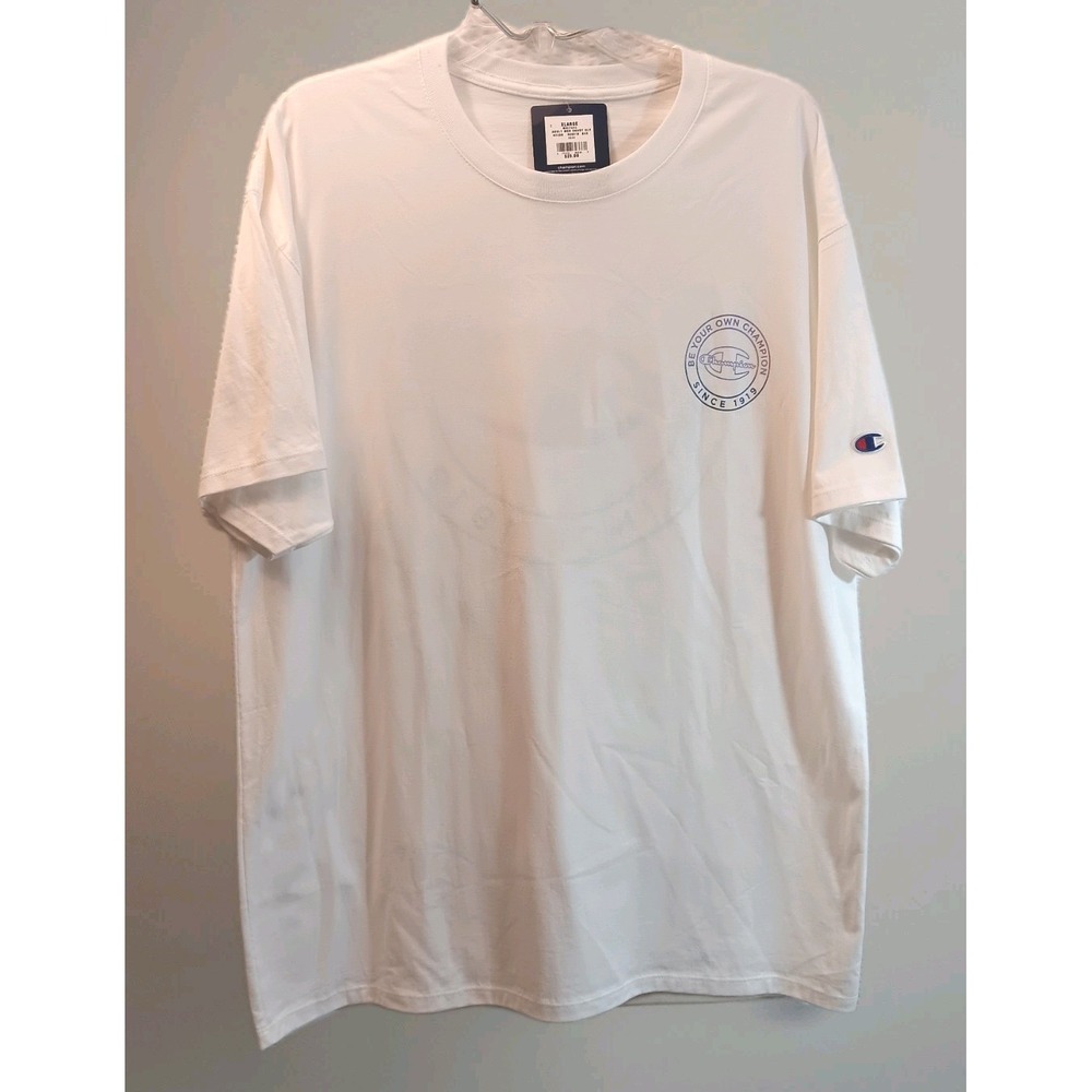 Champion Mens T-Shirt XL White Short Sleeve Graphic Logo Cotton GT23H NEW